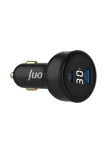 Juo 30w Led Ekranlı Type-c + Usb-a Araç Şarj Aleti İphone & Android & Tablet Araç İçi Şarj Cihazı