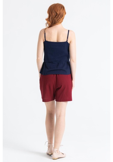 Askılı Şile Bezi Bihter Nakışlı Yazlık Bluz Lacivert Lcvt-lacivert