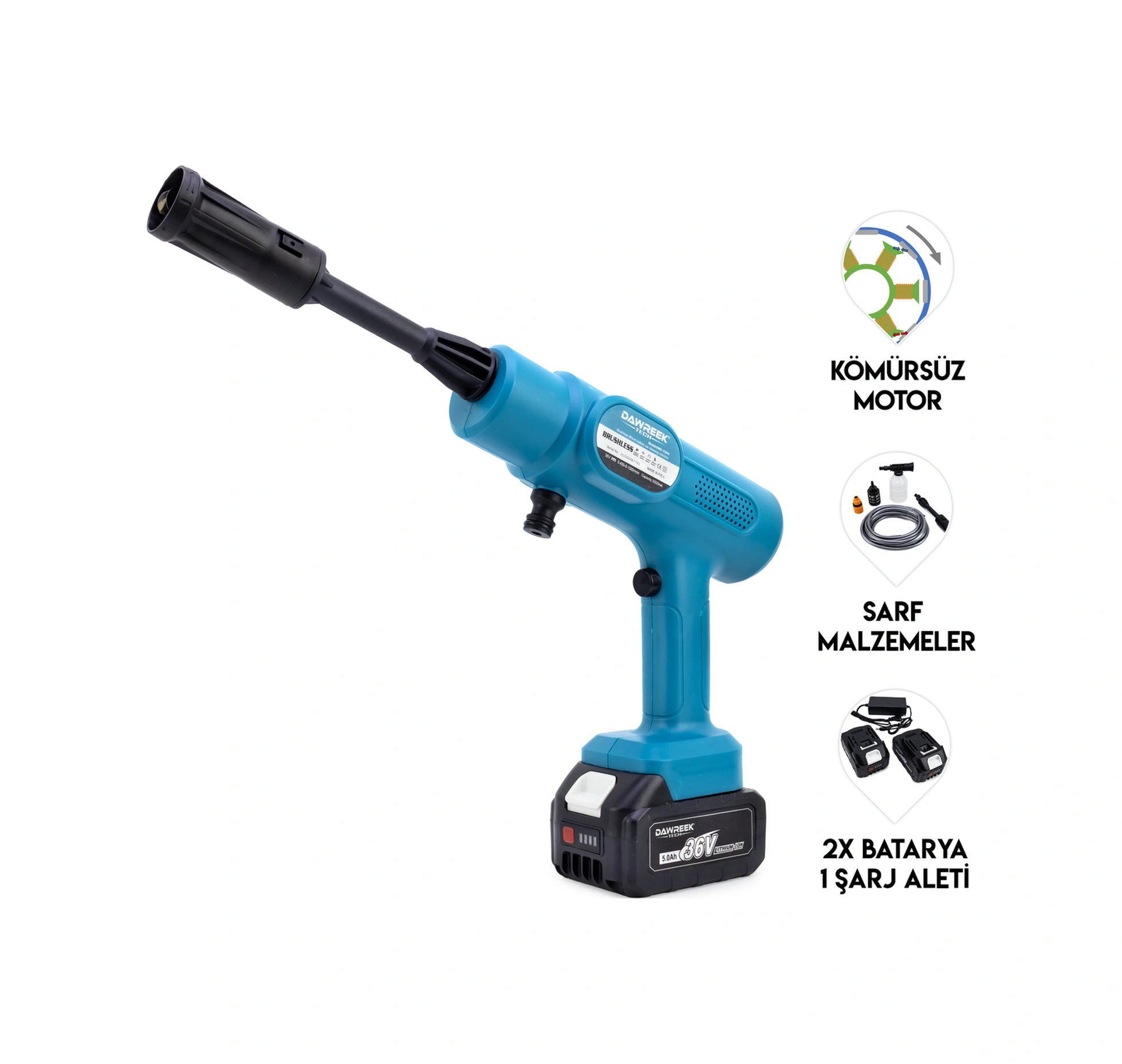 Dawreek Şarjlı Oto Yıkama Mk-kömürsüz 1 ADETLİ SET