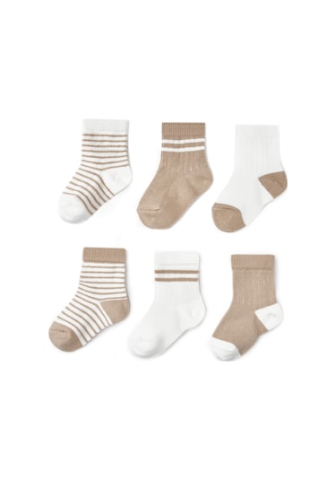 Csyc1003 Bebek 6'lı Çorap %100 Organik Pamuk, Bebek - Yenidoğan - Csyc1003 Taş