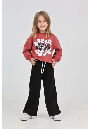 Toontoy Kız Çocuk Nice Baskılı Eşofman Takım Kiremit