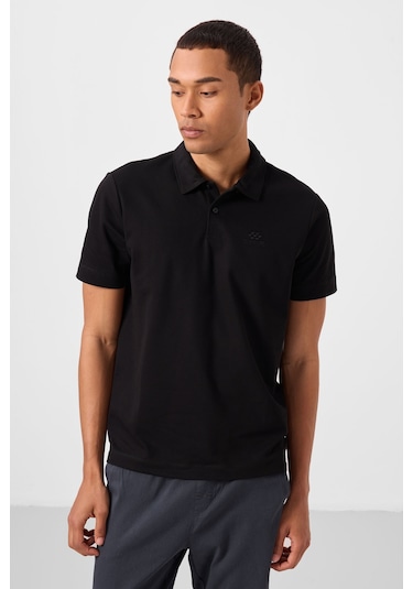 Tommylife Tommy Life Siyah Basic Logolu Standart Kalıp Triko Polo Yaka Erkek T-shirt - 87748 Siyah