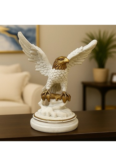 Beyaz Ve Gold Detaylı Kartal Biblo 24x18