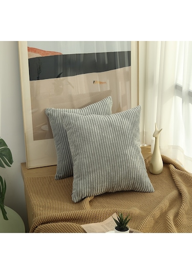 Geeroyoo Gri Kordel Yastık Kılıfı 40x40 Cm - Kaliteli Dokuma, Ev Dekorasyonu, Rafined Ev Stiline Uygun, Kolay Kurulum Diğer