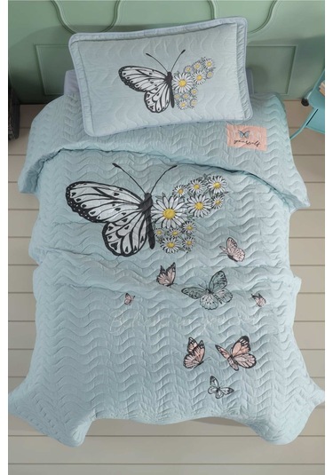 Clasy %100 Pamuk Daisy Love V1 Tek Kişilik Yatak Örtüsü Mint