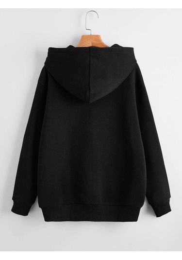 Kadın Beyaz Kapüşonlu Oversize Moon Baskılı Hoodie Sweatshirt Ts-Aybaskı Beyaz