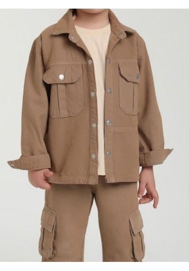 Erkek Çocuk Cepli Gömlek Ceket-15629 Camel