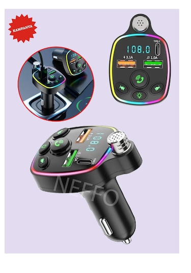 Neffo Fm Radyo Bluetooth Transmitter Usb Type-c Mp3 Sd Kart Flash