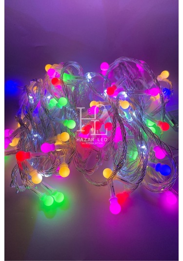 10 Metre Rgb Beyaz Flaş Çakar Top Led Animasyonlu Şeffaf Kablolu Dekoratif Led Işık Yılbaşı Süsü Çok Renkli