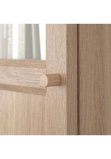 Cam Kapaklı Kitaplık, Meşe Görünümlü, 40x30x202 Cm Abanoz