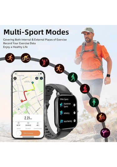 Geeroyoo JZR GY 2 İnç Sağlık uyku Takibi IP67 Su Geçirmez Bluetooth 5.3 Görüşme Mini Oyunlar & 100+ Spor Modu Uzun Pil Ömrü Akıllı Saat