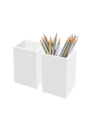 Ganzhoushop Paket Şeffaf Akrilik Kalem Kalem Tutucu Bardak,masa Aksesuarları Tutucu,makyaj Brh Depolama Düzenleyici,ofis İçin Modern Tasarım Masaüstü Kırtasiye Düzenleyicibeyaz