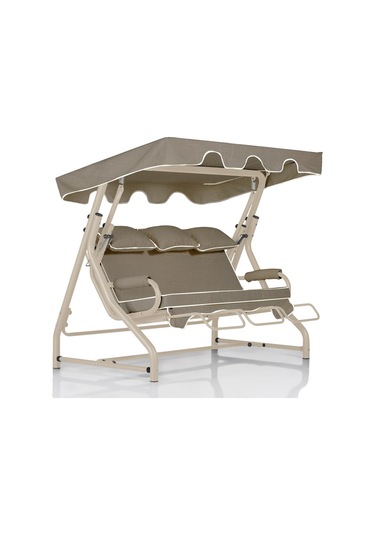 Salvia 3 Kişilik Bahçe Balkon Salıncağı - Kum Rengi / Panayır Krem Panayır Krem