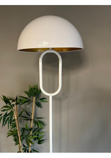 Beyaz Lambader Modern Dekoratif Metal Oturma Odası Çalışma Odası Zemin Lambası 6907 Beyaz