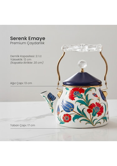 Serenk Premium Emaye Çaydanlık 3.2 Lt Çok Renkli