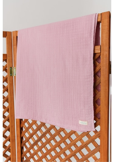 Organik Pamuk Ekstra Yumuşak 4 Katlı Müslin Battaniye Pudra Pembe 85x100 CM Pudra Pembe