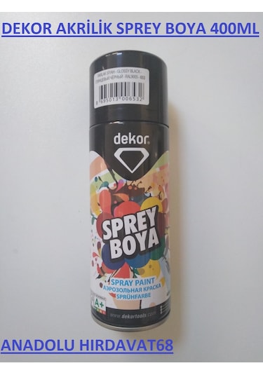 Dekor 400 ML Akrilik Sprey Boya Parlak Siyah Renk
