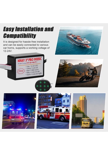 Dianziye Araba Klarnet Kontrol Cihazı - 8 Farklı Ses Efekti Seçimi, Ses Seviyesi Ayarlama, Kablolu Kumanda, 12-24v Uyumlu