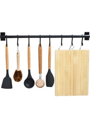 Agoodshop 50 Cm Siyah Mutfak Kanca Raf Duvara Monte Kiler Aracı Tutucu Mutfak Gereçleri Için Mutfak Raf A Antrasit - Gri