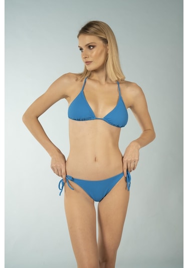 Estiva Üçgen İpli Bikini Takımı - Mavi Çok Renkli