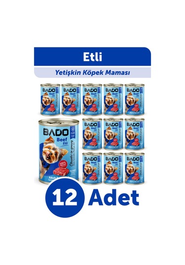 Bado Yetişkin Yaş Köpek Maması Etli 400gr 12'li