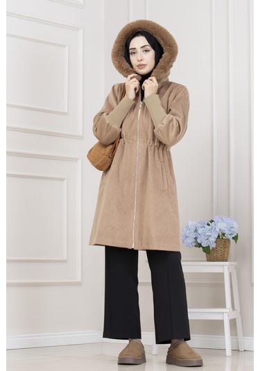 Beli İçten Tünelli Kapüşonlu Kap-camel-5556 Camel