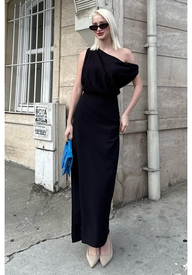 Madmext Madmext Siyah Düşük Omuz Elbise Mg2349 Siyah