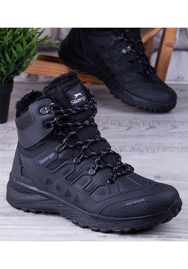 Slazenger 4k Erkek Kışlık Bot Fermuarlı Bilek Üzeri Bot Siyah Siyah