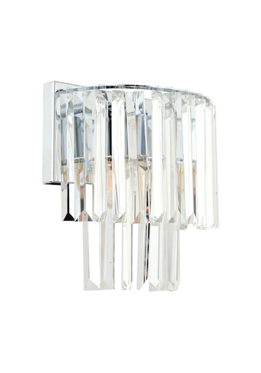 Nilüfer Krom Kristal Taşlı Duvar Lambası Yatak Odası-Yatak Başı-Salon için Aplik Krom