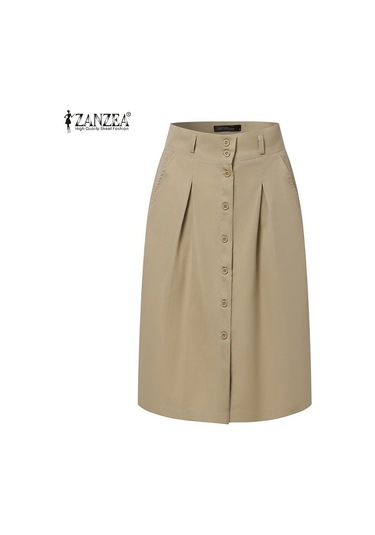 Şarap Kırmızısı Zanzea Bayan Yazlık Günlük Düğmeli Kısa Etekler 4xl Şarap Kırmızısı