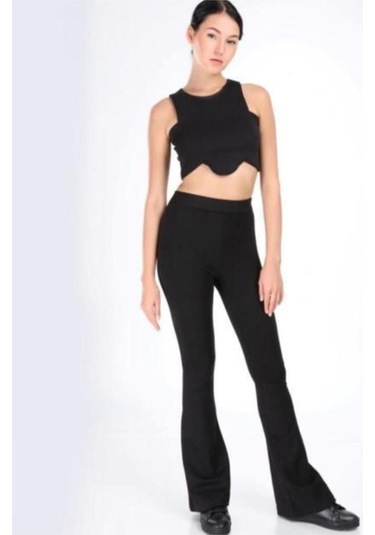 Incebelli Kadın Ispanyol Paça Çelik Taytsiyahm Siyah