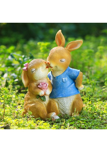 Suntek Karikatür Bahçe Çift Tavşan Heykelleri Masa Üstü