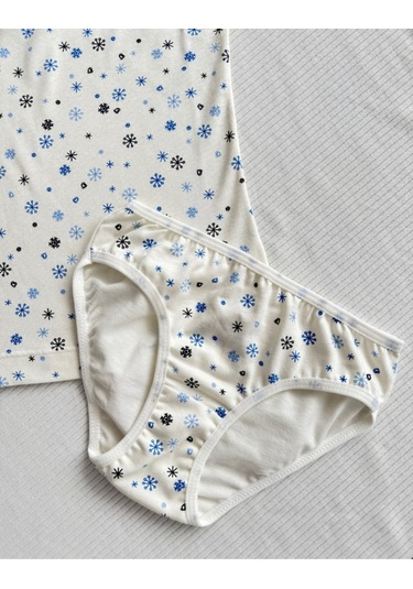 Alya Underwear Kız Çocuk Baskılı Ip Askılı Atlet Ve Slip Takımı Kar Tanesi Baskılı