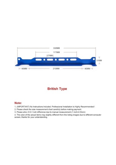 Wondernest İngiliz 330mm Araba Motor Yağı Soğutucu Montaj Braketi Kiti - Mavi Renk