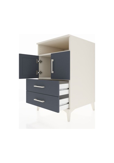 Kronos Komodin 2 Raflı 2 Çekmeceli 2 Kapaklı 60x59x96 Aytaşı-antrasit Aytası