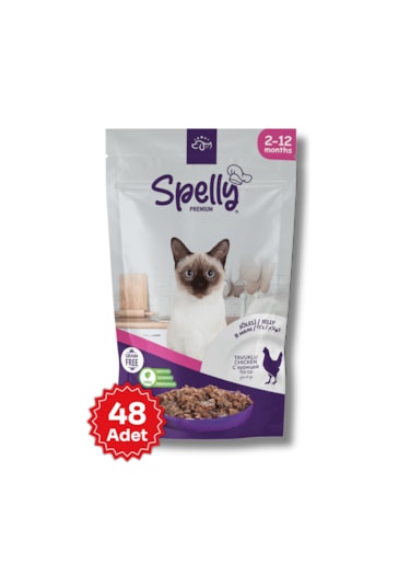 Spelly Premium Tavuklu Yavru Kedi Maması 48 x 85 G