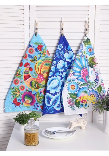 Kuz'kina Hatka 3'lü Mutfak Havlusu Seti 211344445 Açık Mavi