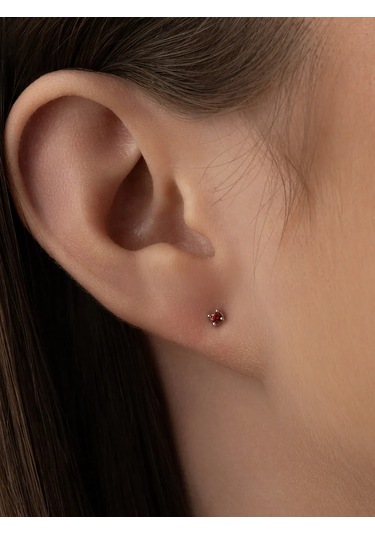 925 Lıght İkinci Delik İçin Gümüş Küpe Küpeleri. 91244484 Kırmızı