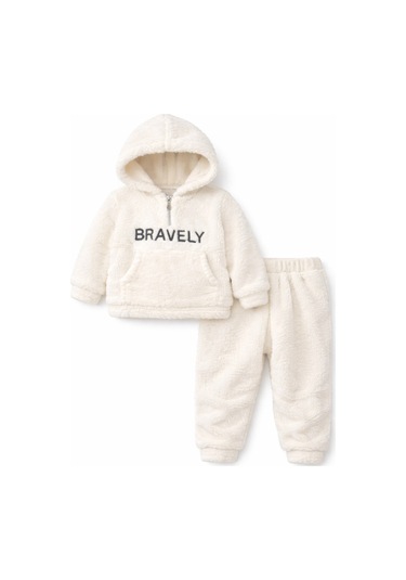 Aden Kids Bebek Çoçuk Peluş Alt Üst Takım Beyaz
