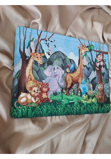 Ahşap Çocuk Puzzle Safari 108 Parça Mobilya