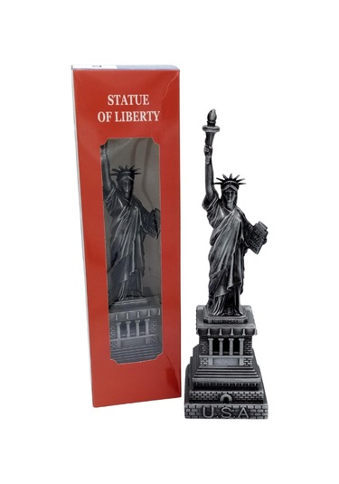 Metal Özgürlük Heykeli Gümüş Vintage Dekor Usa 25cm