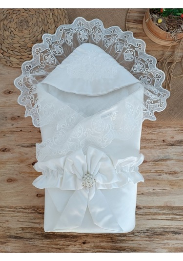 Bebek Kundağı Unisex Bebek Dış Kundak Battaniyesi Hastane Çıkışı Kundak Battaniye Yenidoğan Hediye Ekru