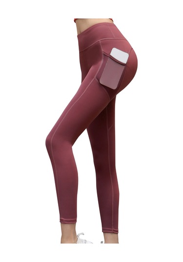 Geeroyoo Kadınlar İçin Yüksek Bel Yoga Pantolonu - Nefes Alabilen, Esnek Ve Cep Detaylı Spor Taytı Kırmızı