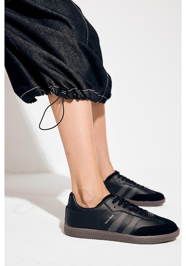 Tonny Black Termo Taban Yanı Şeritli Bağcıklı Unisex Füme Siyah Spor Ayakkabı Tbzer020 Füme Siyah