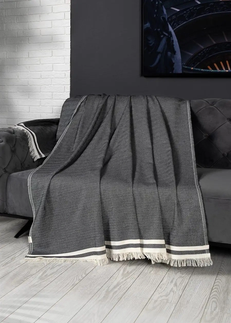 Alinda Pamuklu Kaymaz Terletmez Koltuk Örtüsü 170x230 - Antrasit Antrasit