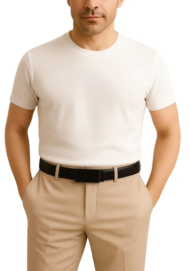 Erkek Kemer Deliksiz Otomatik Raylı Siyah Tokalı