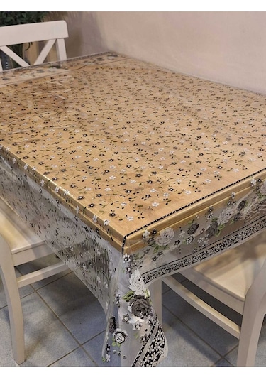 Şeffaf 0.018 Mm Pvc Muşamba - Desenli Silinebilir Şeffaf Masa Örtüsü 16ns35 Şeffaf