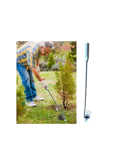 Ruicoo 4 Dişli Kök Sökme Aleti - Bahçe Çapası, Uzun Saplı Dayanıklı Yabani Ot Temizleme Aracı 50cm