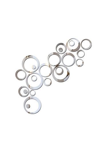 Ruicoo 24 Parça Çıkarılabilir Akrilik Ayna Dekor Seti - Salon Ve Yatak Odası İçin Gümüş