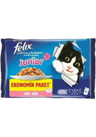 Felix Sığır Etli ve Tavuklu Yaş Kedi Konserve Mama 4 x 85 G